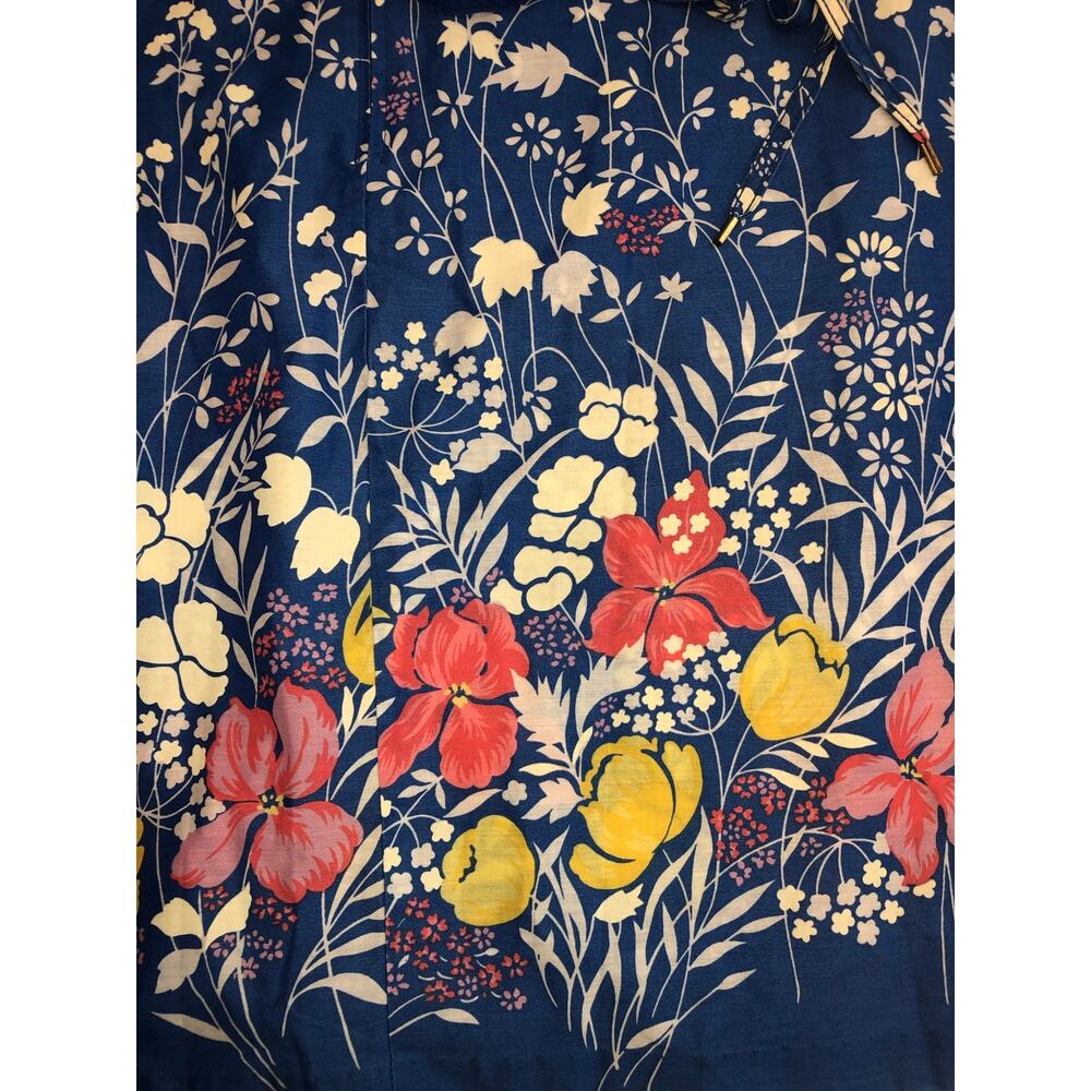 Vintage House Dress Komar Size XL Blue Floral Sleeveless Zip Front 60s 70s - Picture 4 of 10